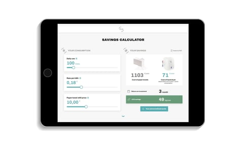 Savings calculator paper towels vs JVD hand dryers